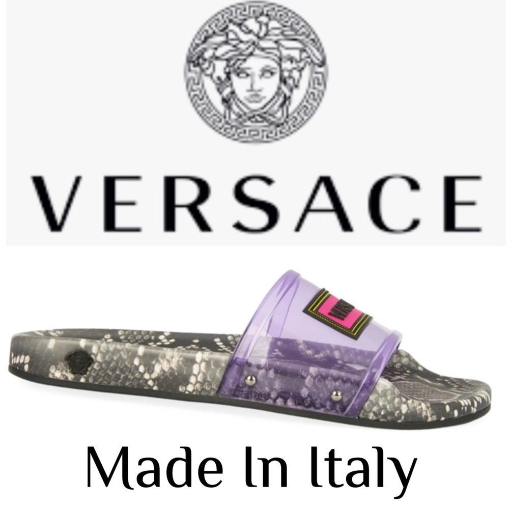 Versace Snake Print Slides 🔥Sandals • Made In Italy • Size 7 - Picture 7 of 16